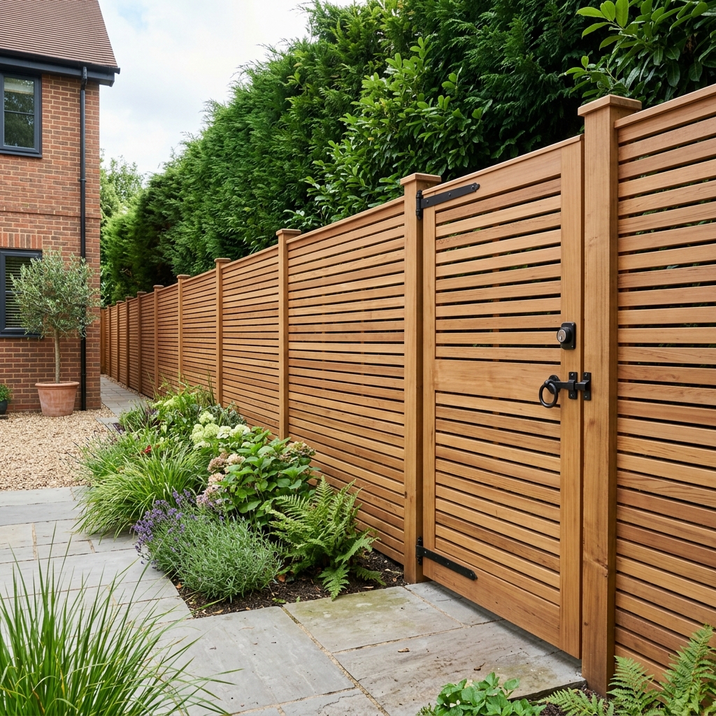 Venetian Slatted Fencing and Gate Alwoodley Leeds
